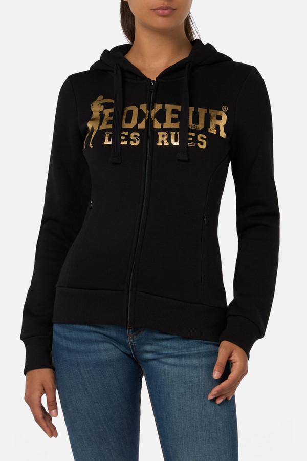 Logo Black Zip Hoodie Black-Gold