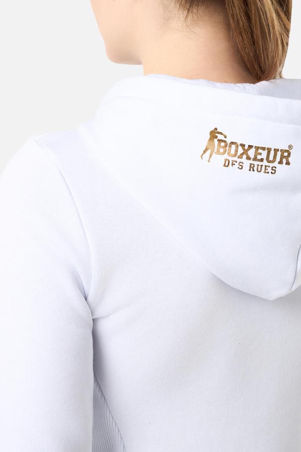 Logo White Zip Hoodie White-Gold