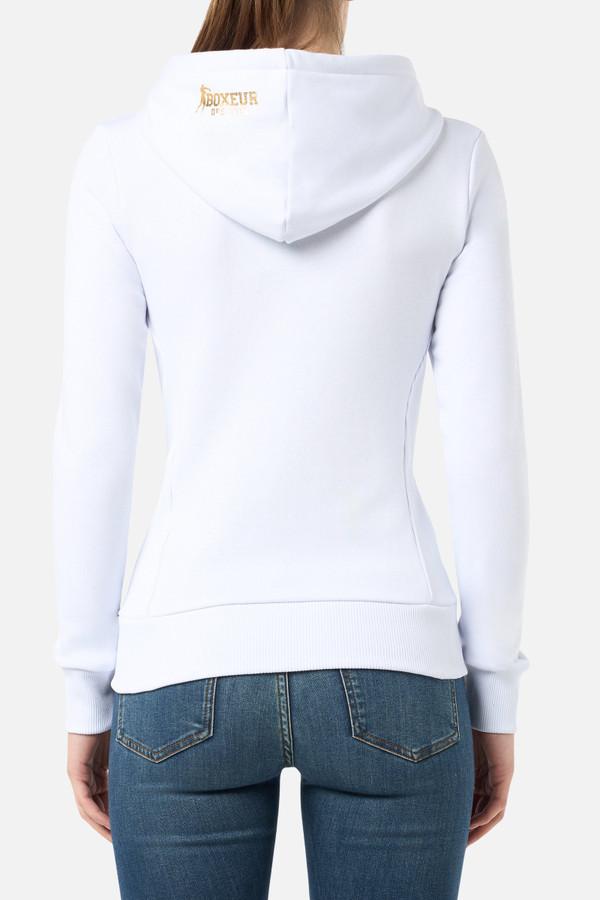 Logo White Zip Hoodie White-Gold