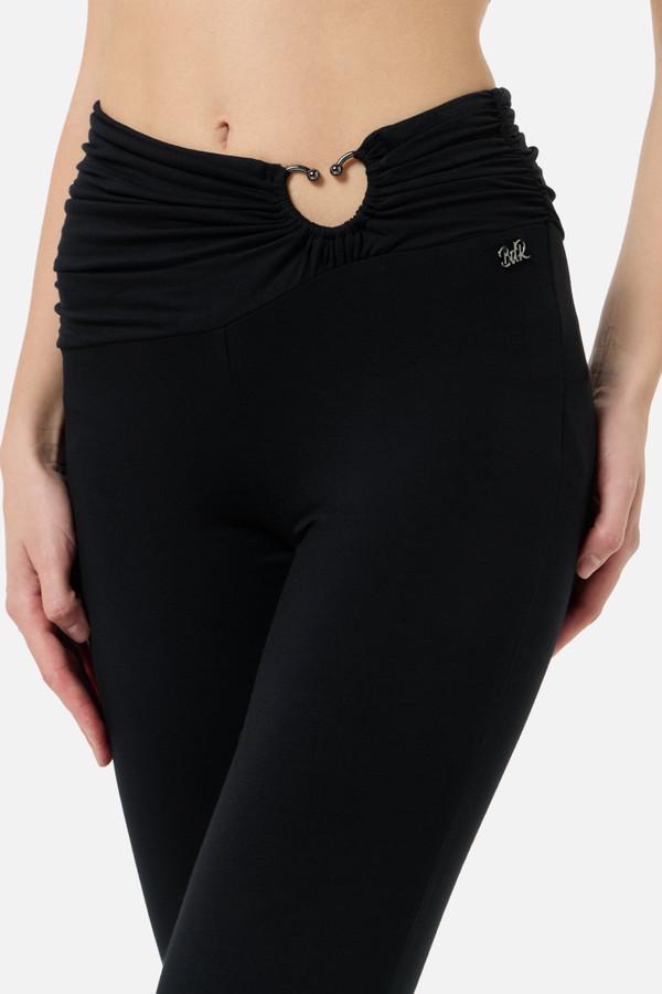 Pantalone A Zampa Con Piercing Black