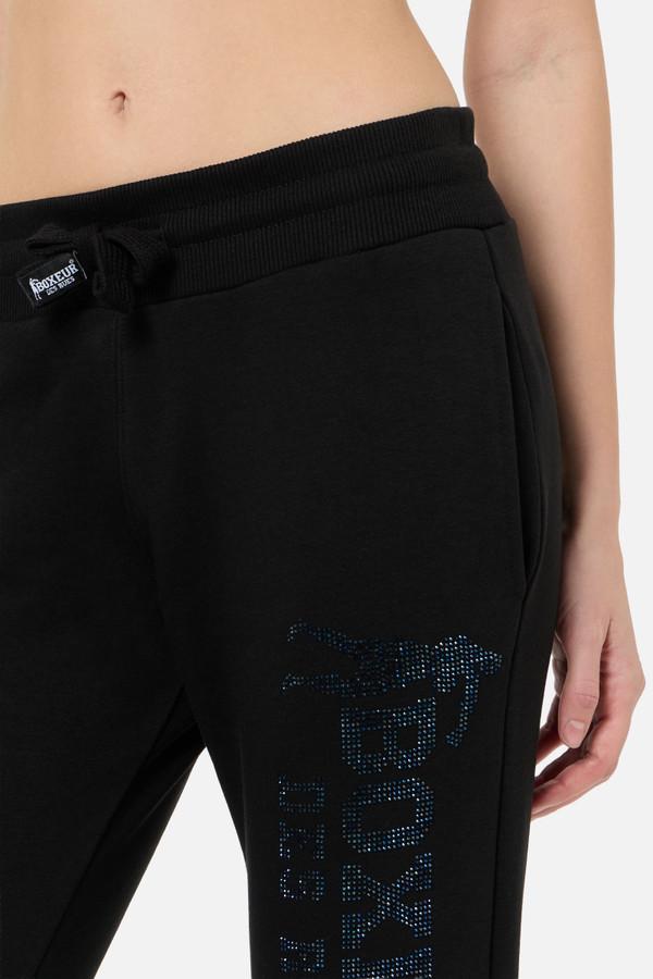 Pantalone Nero in Felpa con Strass
