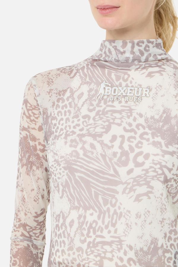 T-Shirt In Tulle Leopardato Sandstone