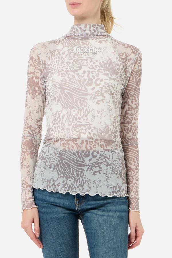 T-Shirt In Tulle Leopardato Sandstone