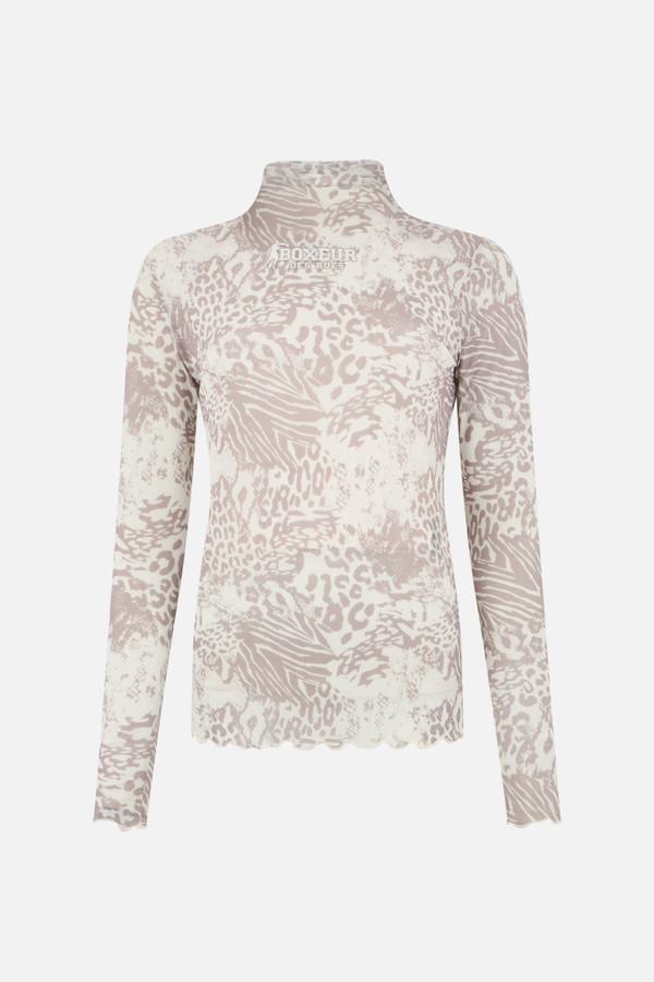 T-Shirt In Tulle Leopardato Sandstone