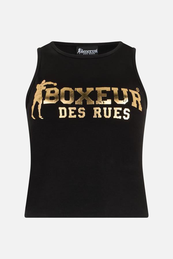 Black Logo Crop Tank Top Black-Gold