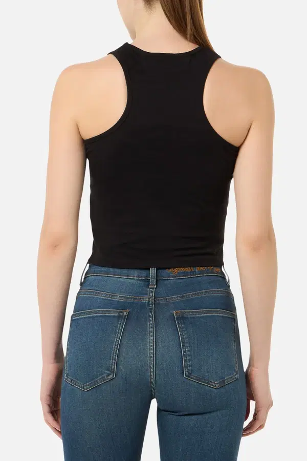 Black Logo Crop Tank Top Black-Gold