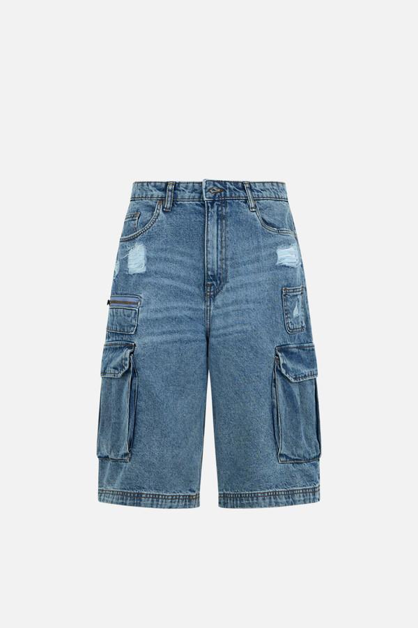 Pantaloncini Jeans Cargo Mid Blue