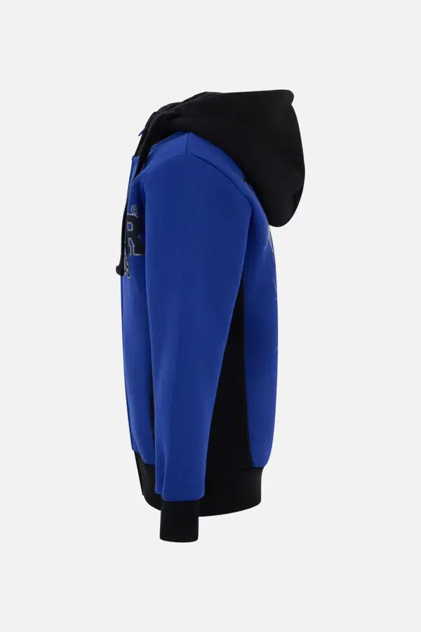 Felpa Cyber Blue Con Zip E Cappuccio