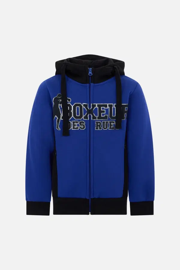 Felpa Cyber Blue Con Zip E Cappuccio