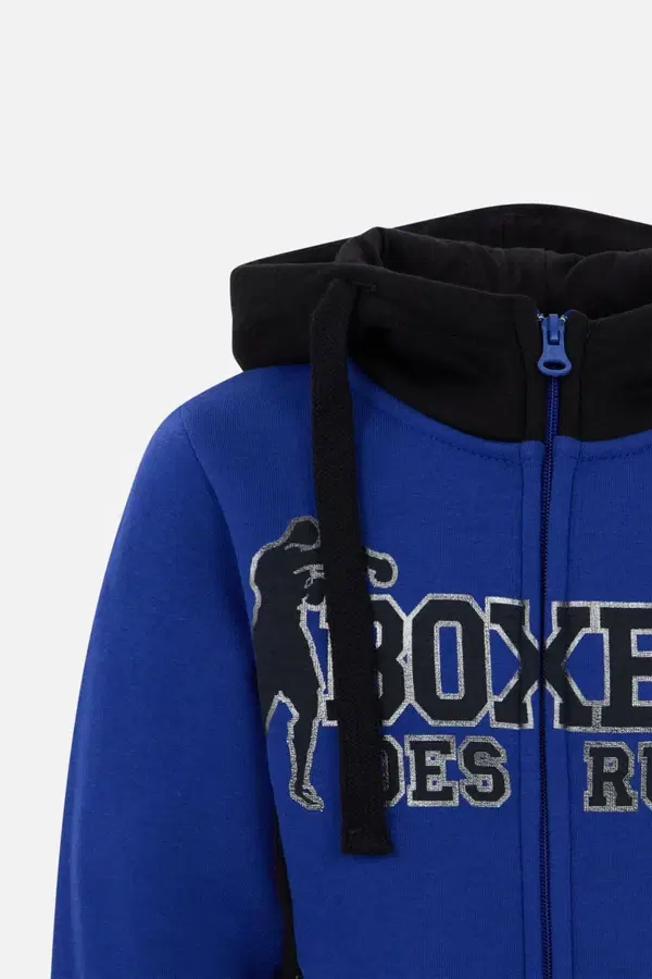 Felpa Cyber Blue Con Zip E Cappuccio