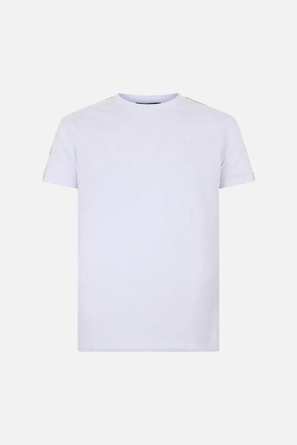 T-Shirt Manica Corta Con Bande Laterali White-Gold