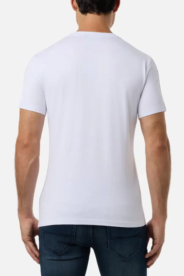 T-Shirt Manica Corta Con Bande Laterali White-Gold