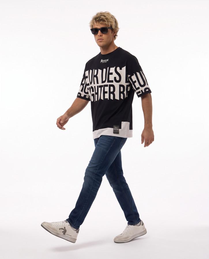 T-Shirt Manica Corta Over Fit All Over Nera