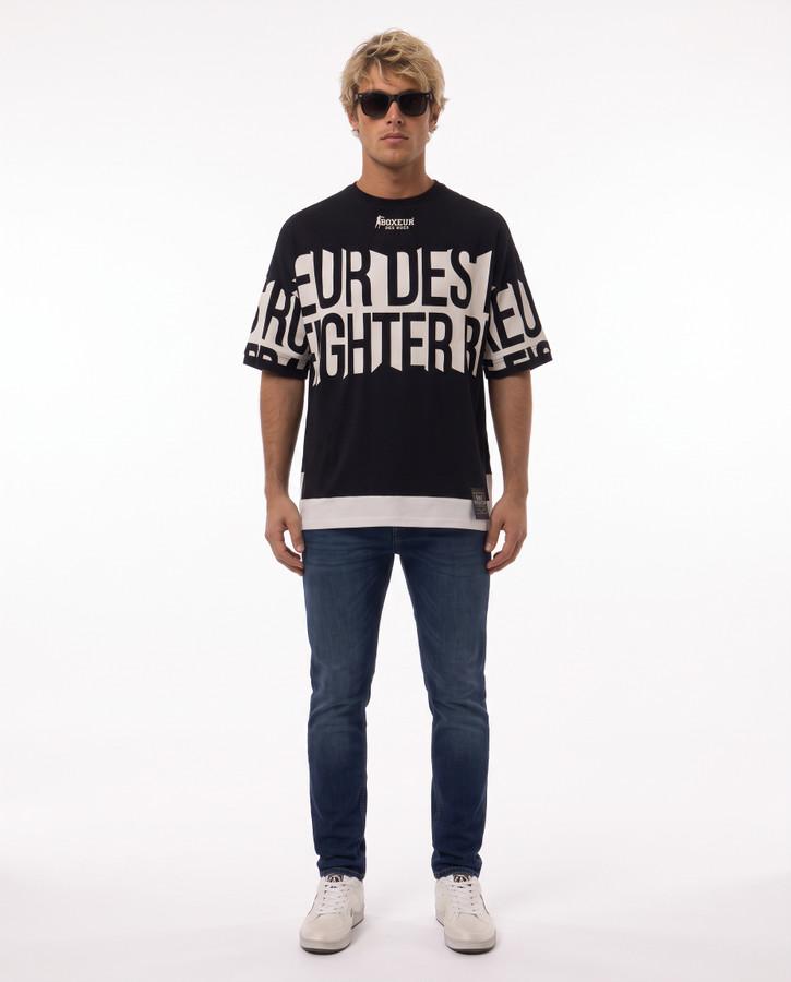 T-Shirt Manica Corta Over Fit All Over Nera