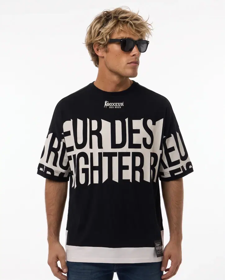 T-Shirt Manica Corta Over Fit All Over Nera