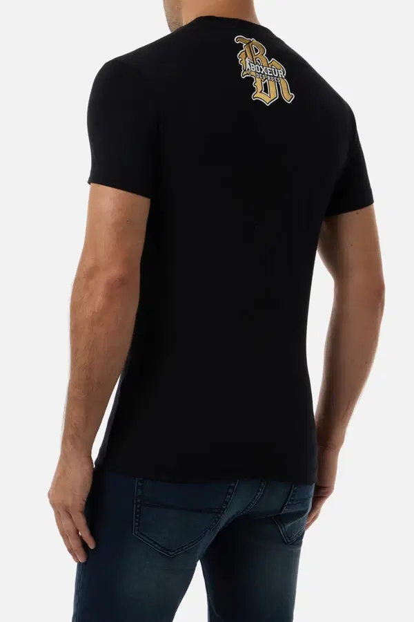 T-Shirt Manica Corta Gotica Nera E Oro