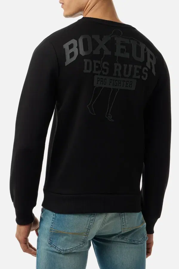 Black Round Neck Sweatshirt Black