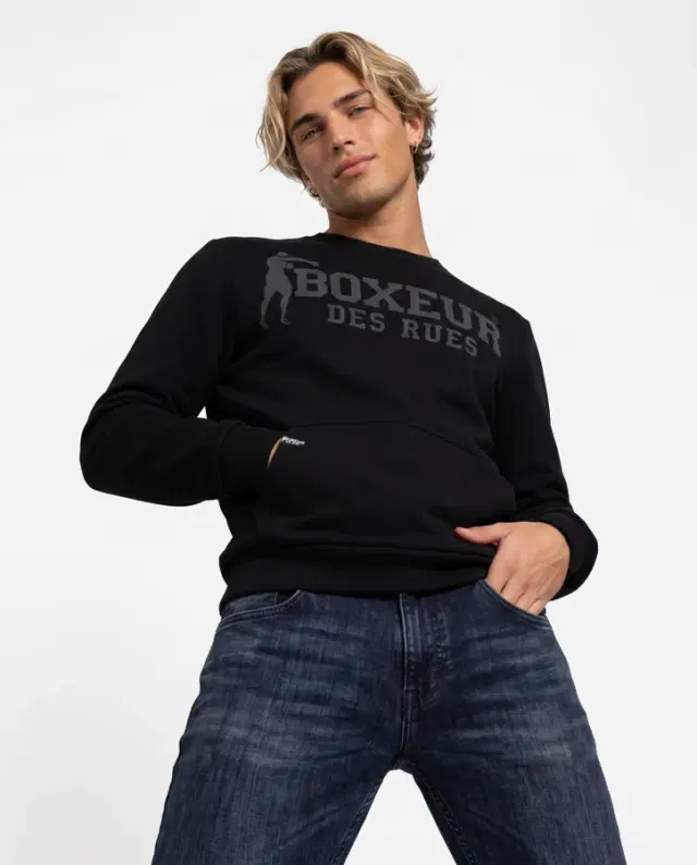 Black Round Neck Sweatshirt Black