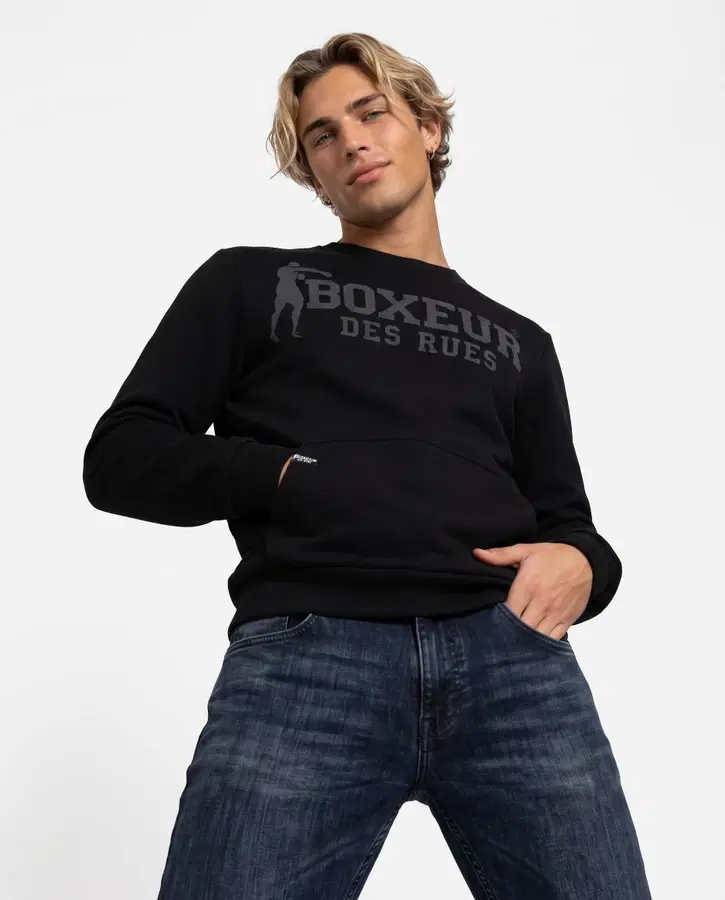 Black Round Neck Sweatshirt Black