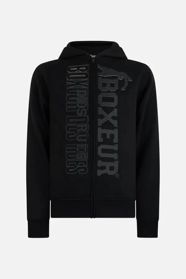 Black Full Zip Hoodie Logo Black
