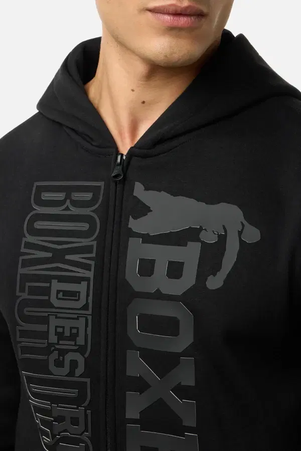 Black Full Zip Hoodie Logo Black