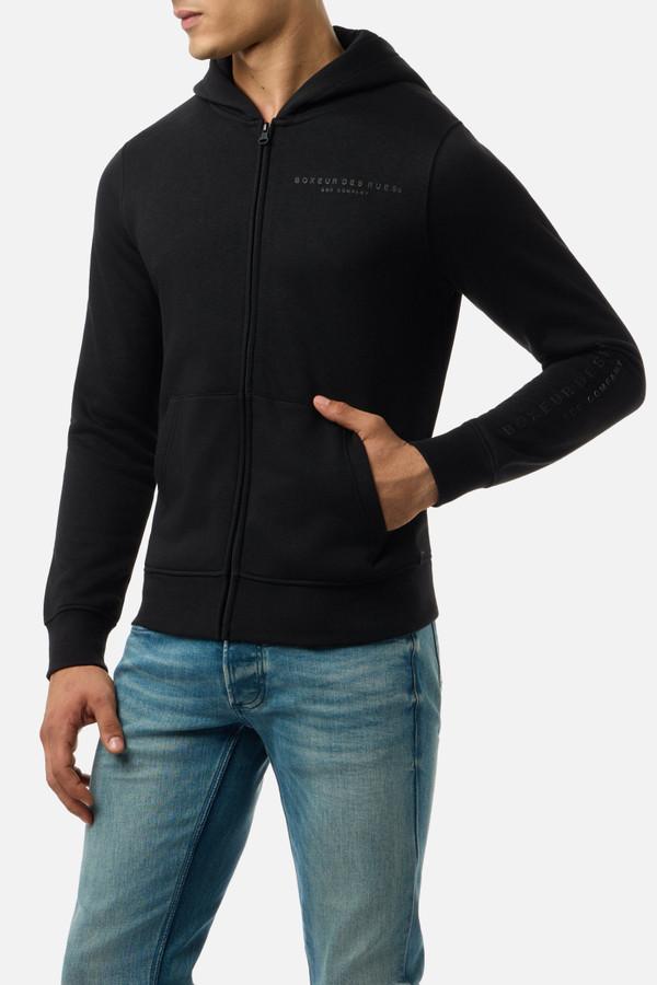 Felpa Cappuccio Full Zip Nera Black