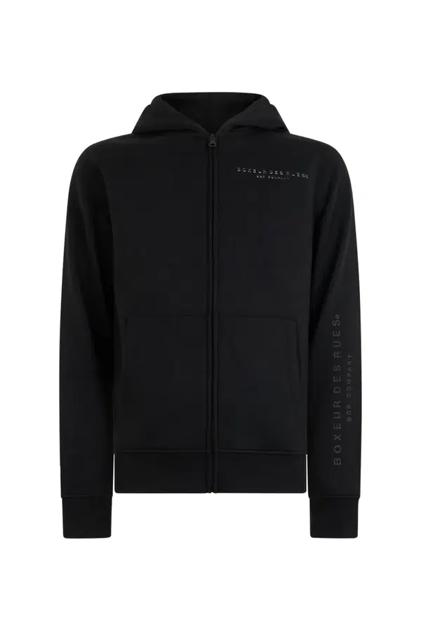 Felpa Cappuccio Full Zip Nera Black
