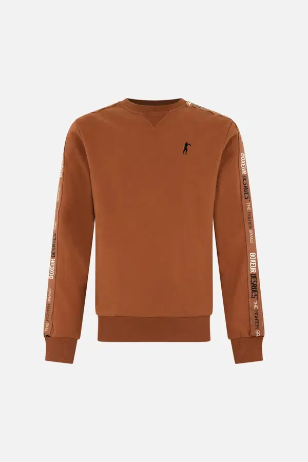 Caramelized Round Neck Sweatshirt With Sleeve Bands Caramelized