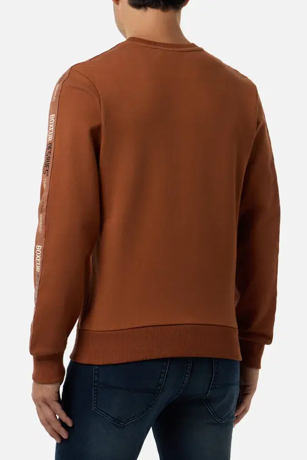 Caramelized Round Neck Sweatshirt With Sleeve Bands Caramelized