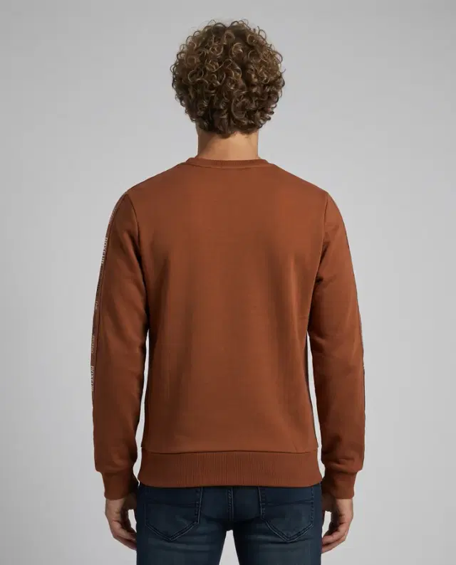 Caramelized Round Neck Sweatshirt With Sleeve Bands Caramelized