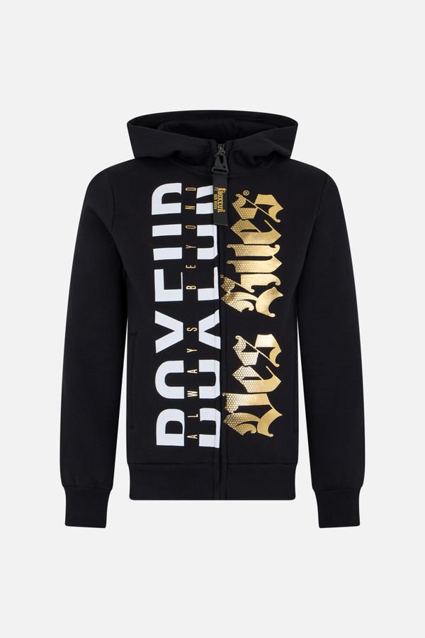 Black Gothic Over Zip Hoodie Black-Gold