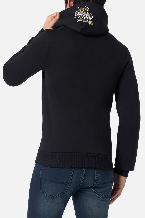 Black Gothic Over Zip Hoodie Black-Gold