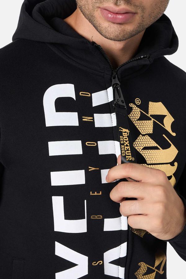 Black Gothic Over Zip Hoodie Black-Gold
