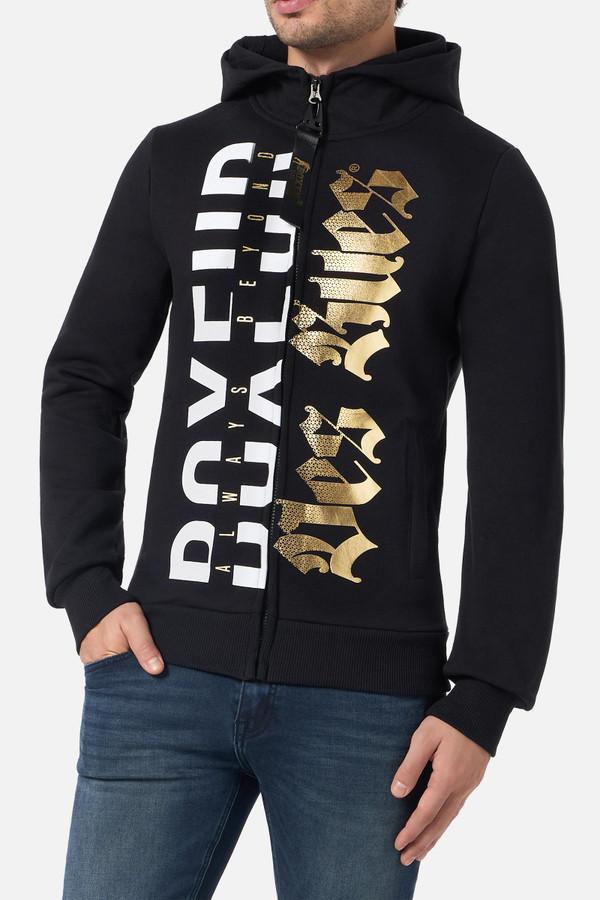 Black Gothic Over Zip Hoodie Black-Gold