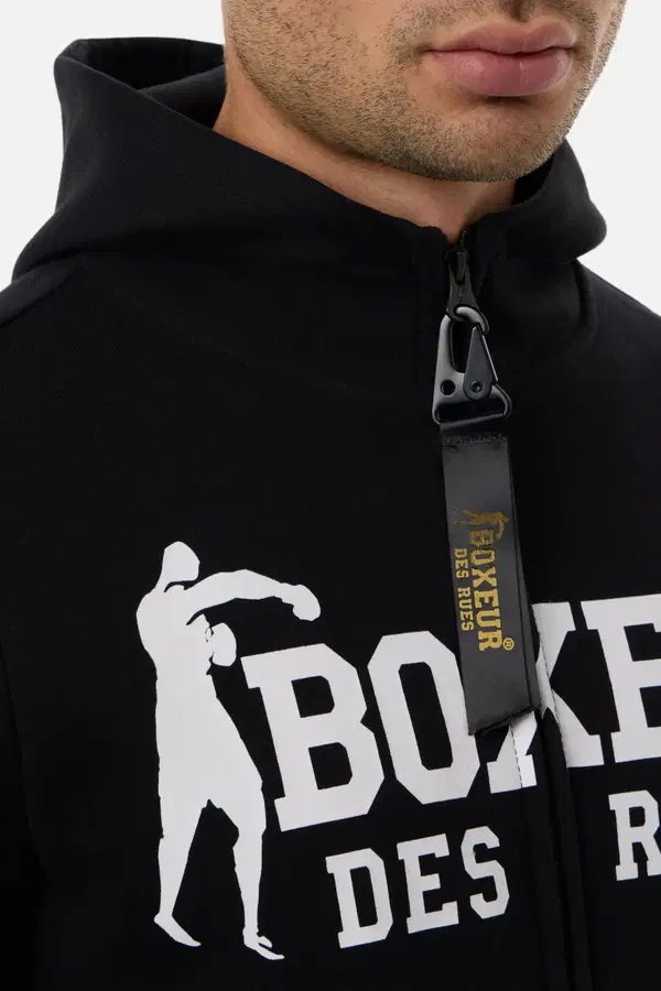 Felpa Cappuccio Zip Over Gotica Black-Gold