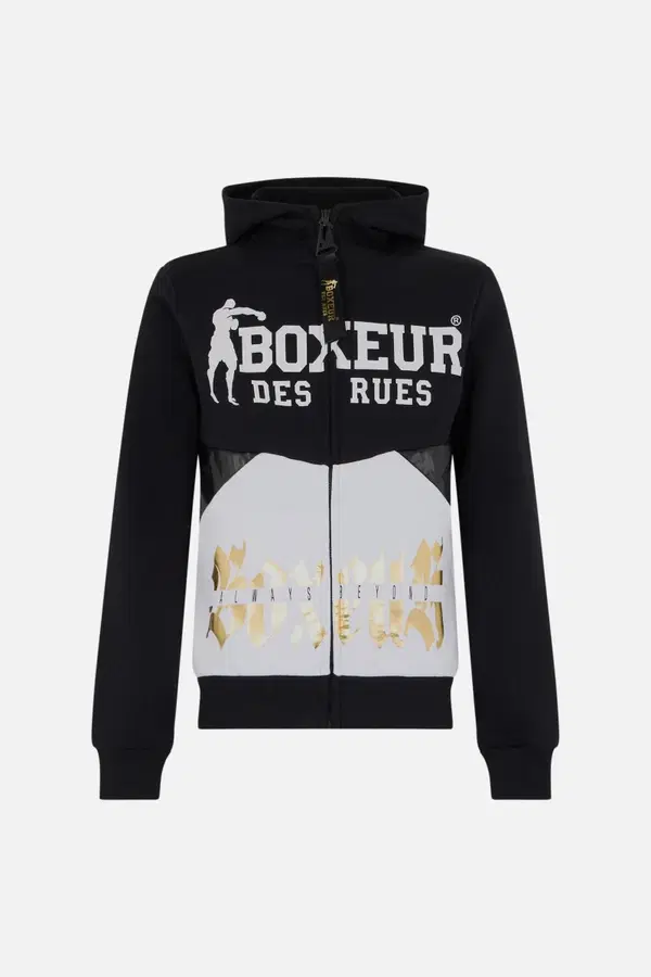 Felpa Cappuccio Zip Over Gotica Black-Gold