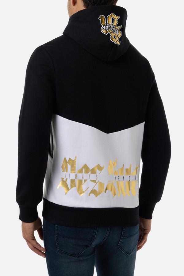 Felpa Cappuccio Zip Over Gotica Black-Gold