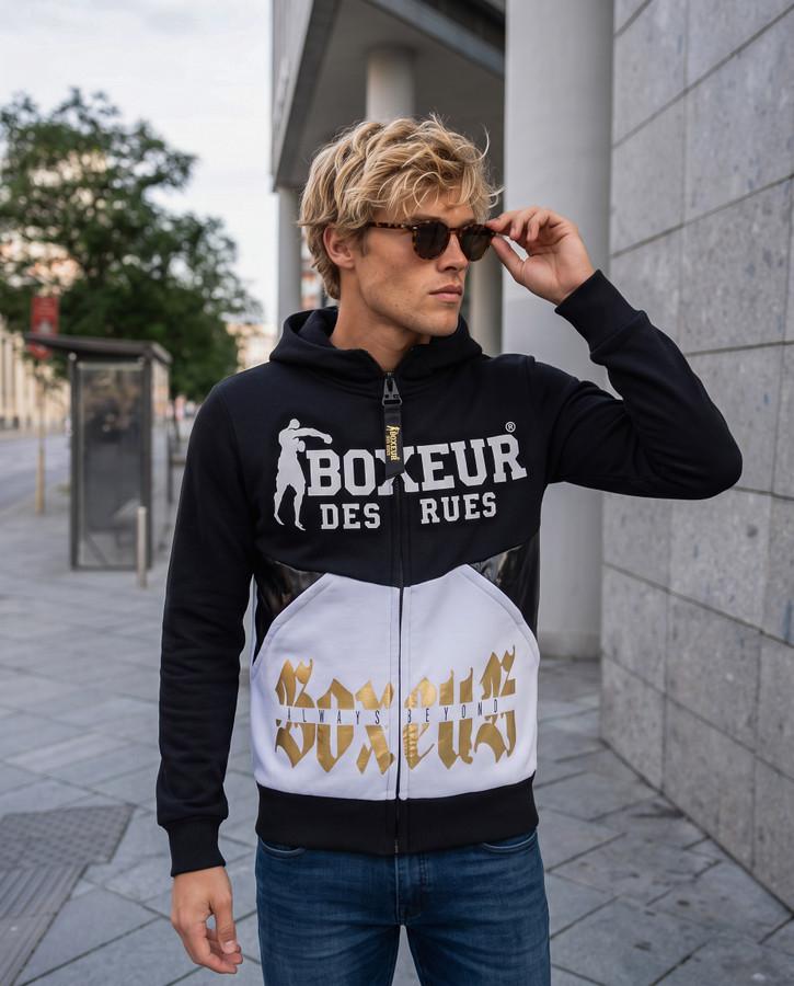 Felpa Cappuccio Zip Over Gotica Black-Gold