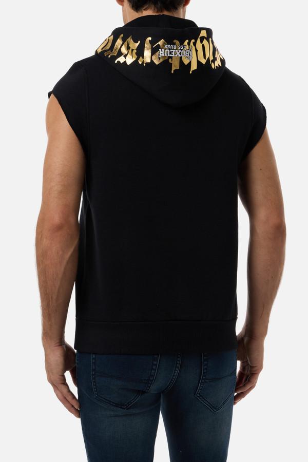 Felpa Cappuccio Smanicata Gotica Black-Gold