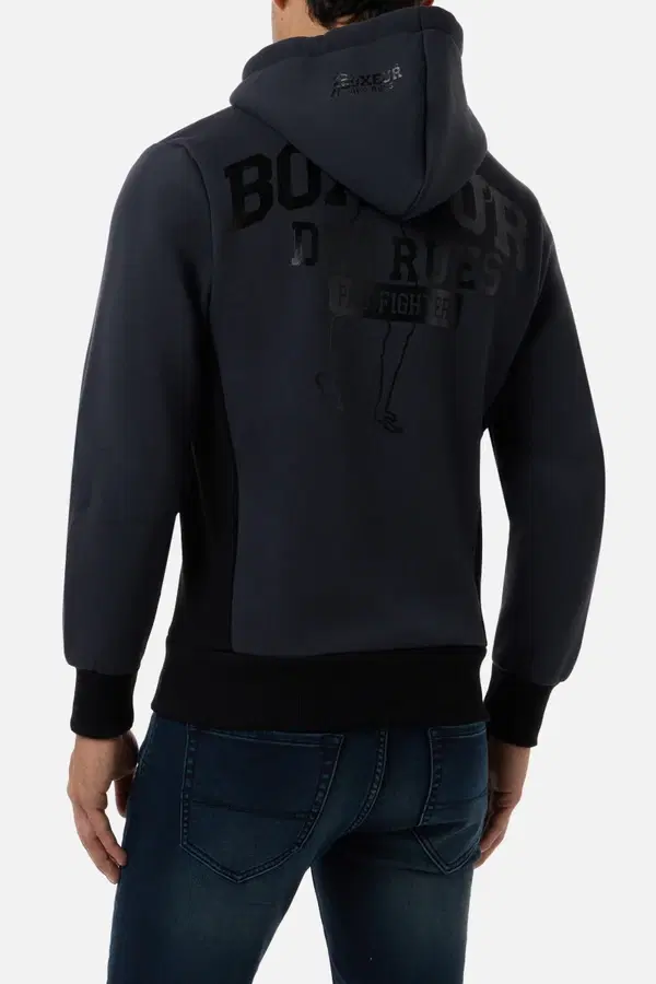 Felpa Logo Anthracite Con Cappuccio E Zip