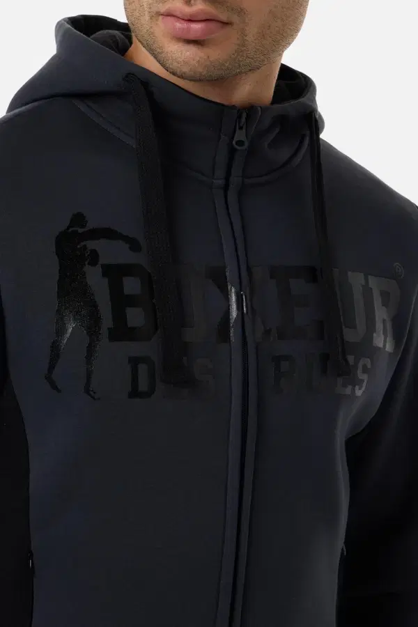 Felpa Logo Anthracite Con Cappuccio E Zip