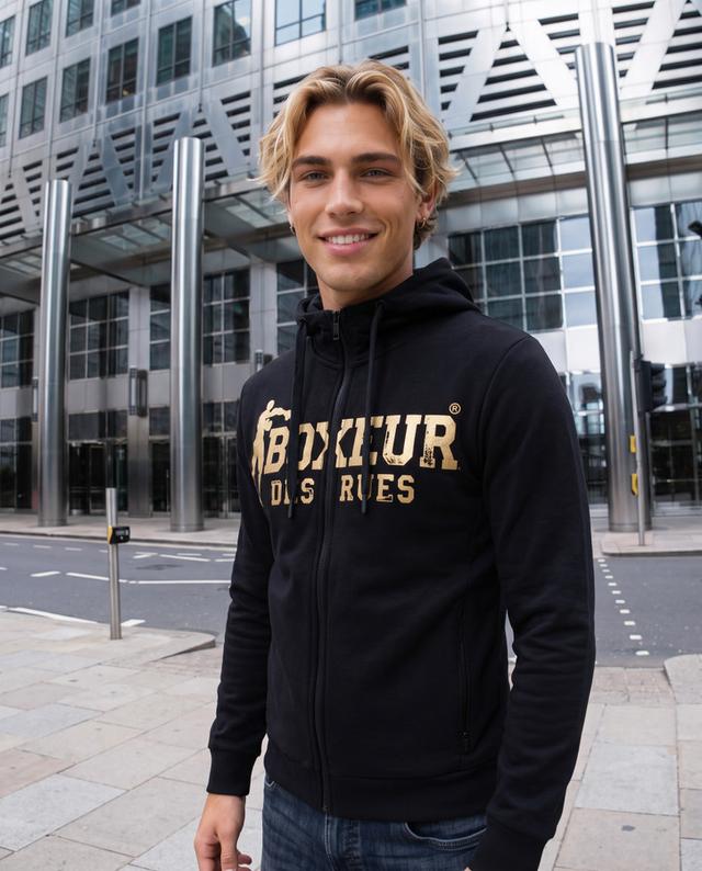 Logo Black Gold Zip Hoodie Black-Gold