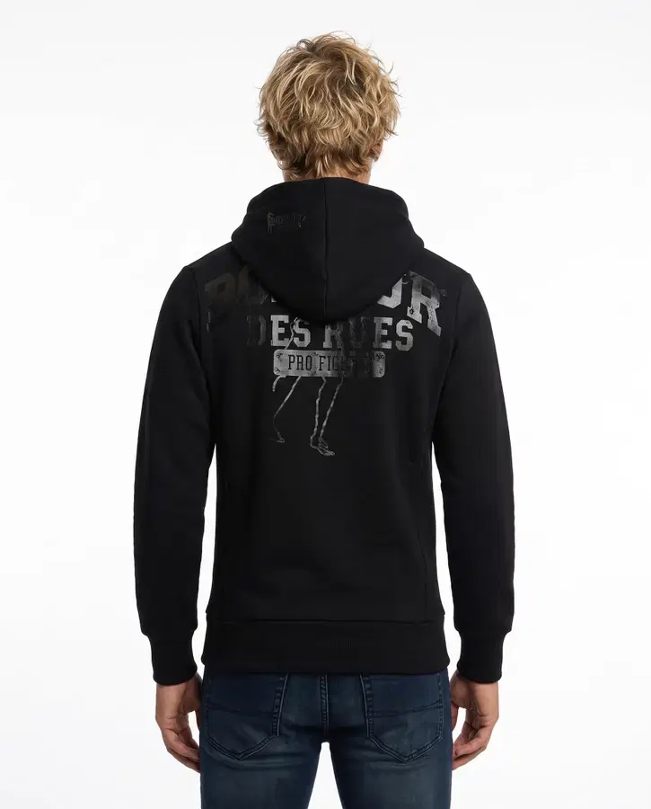 Felpa Logo Nera e Titanio Con Cappuccio E Zip