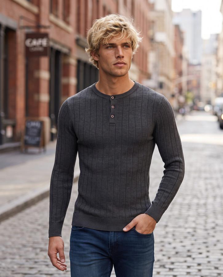 Anthracite Man Rib Sweater Anthracite Mel