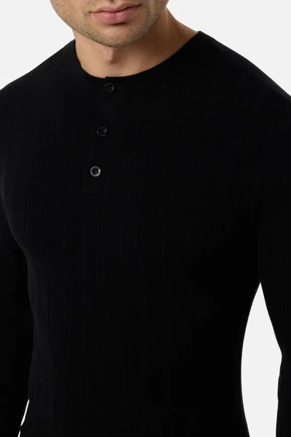Black Man Rib Sweater Black