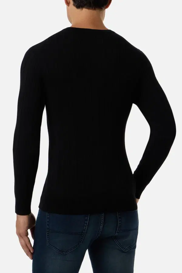 Black Man Rib Sweater Black