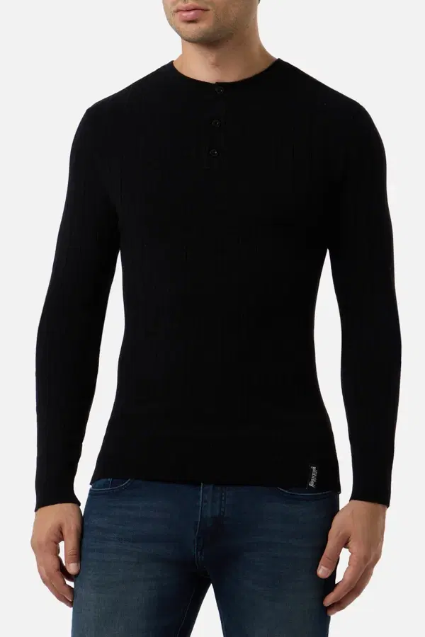 Black Man Rib Sweater Black