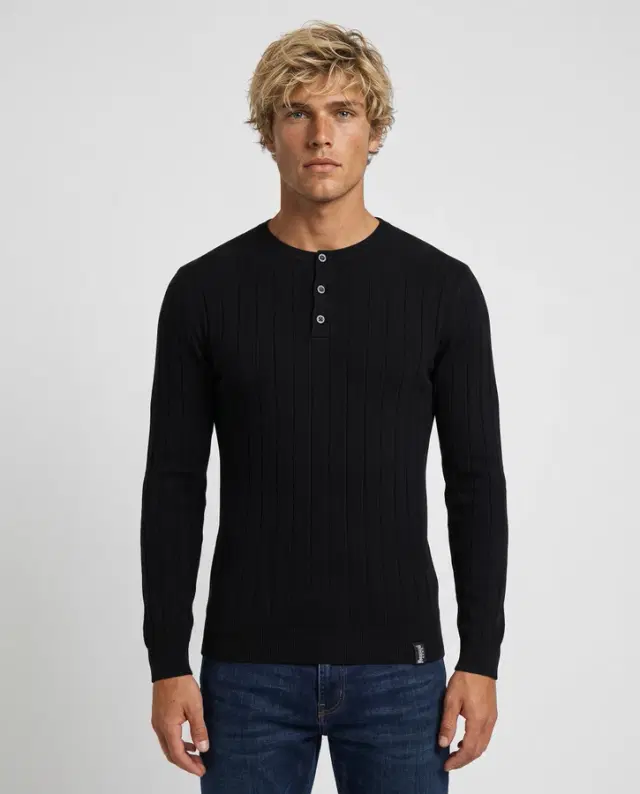 Black Man Rib Sweater Black