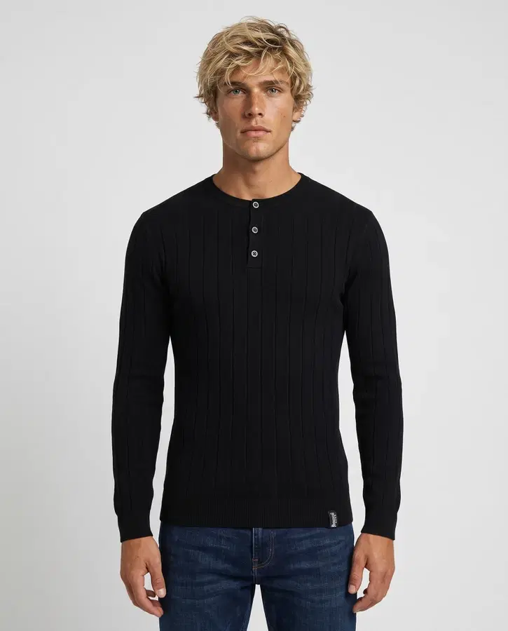 Black Man Rib Sweater Black