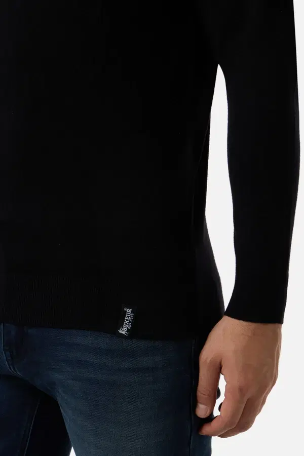 Black Man Turtleneck Sweater Black